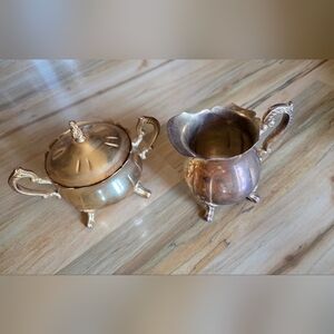 Elegant Gold Plated Creamer and Sugar Set